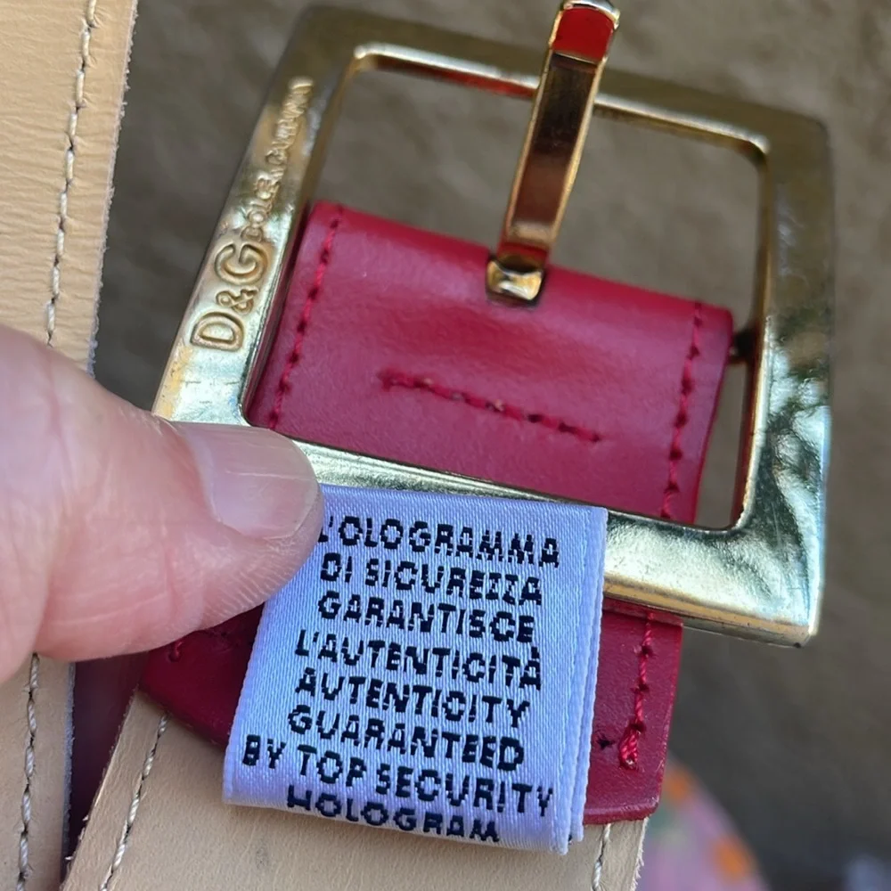 Vintage red/gold Dolce & Gabbana leather large belt